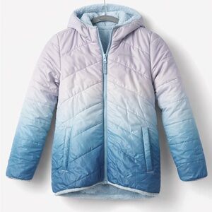 Girls Eddie Bauer Reversible Winter Coat Size 7/8 | Fleece & Puffer Jacket